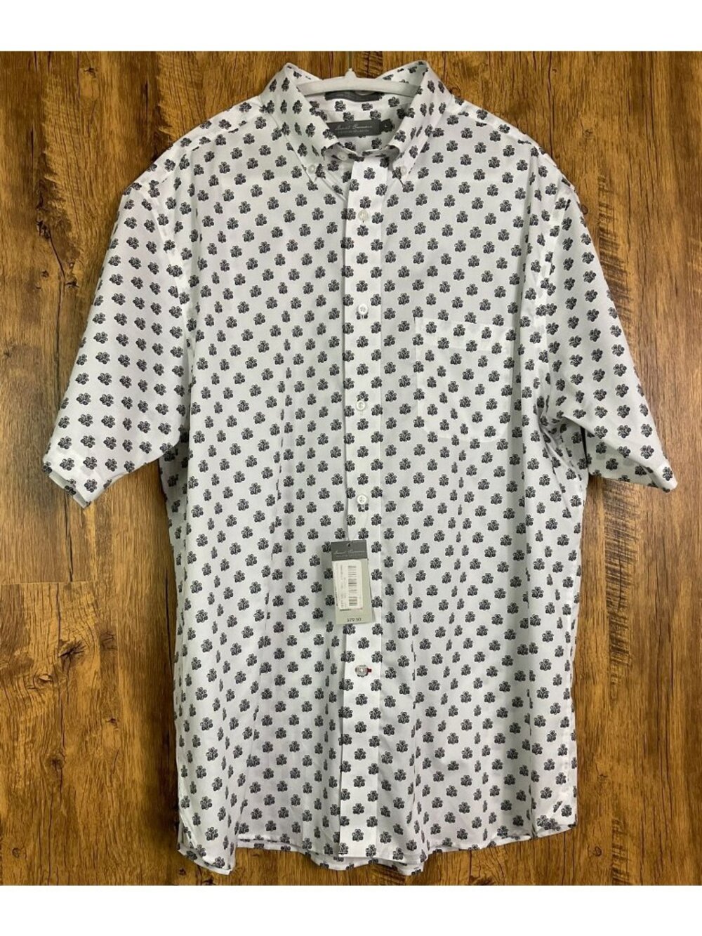 NWT Daniel Cremieux Signature Button Down Shirt Men's Large White Geometric Prnt